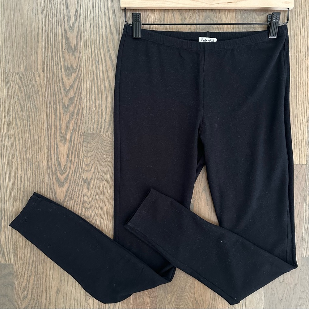 Splendid Mid-Rise Knit Jersey Stretch Terry Legging in Black Size Medium